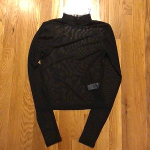 See-Through Fine Net Turtleneck Top